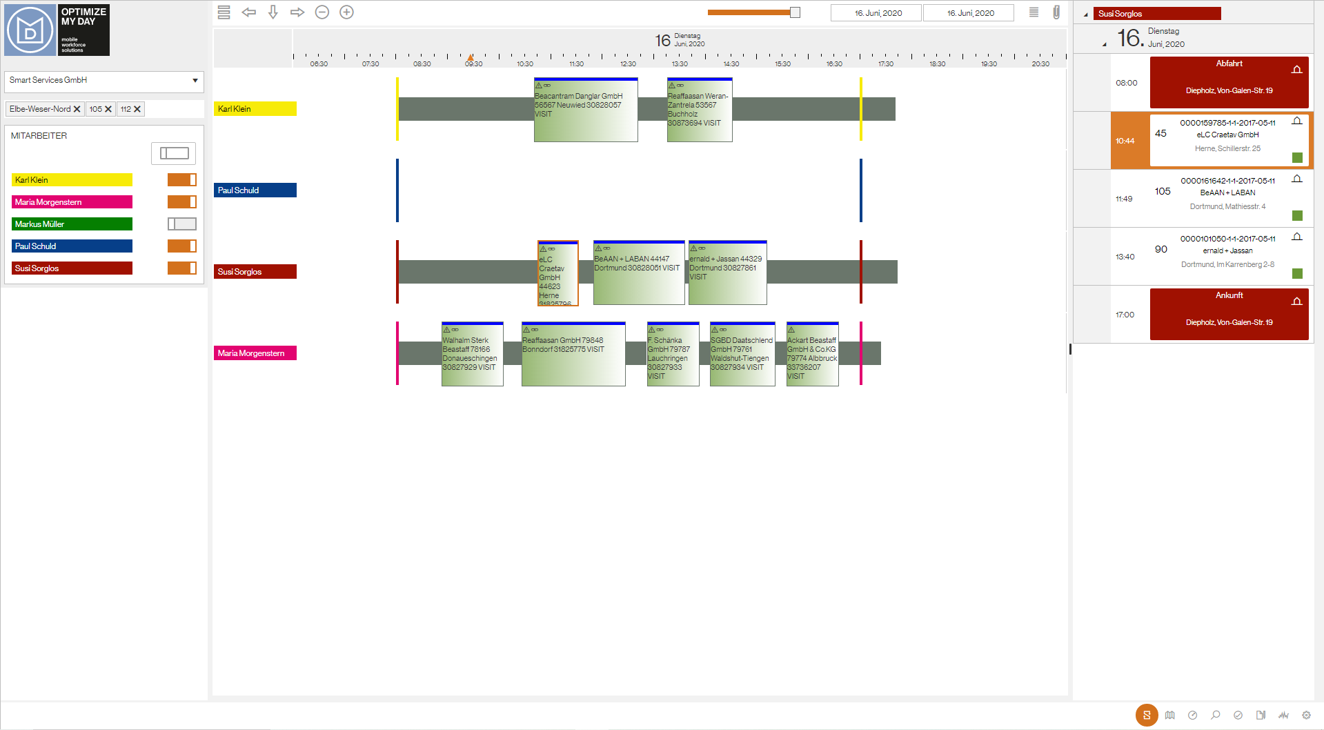Timeline with stop list Timeline with stop list