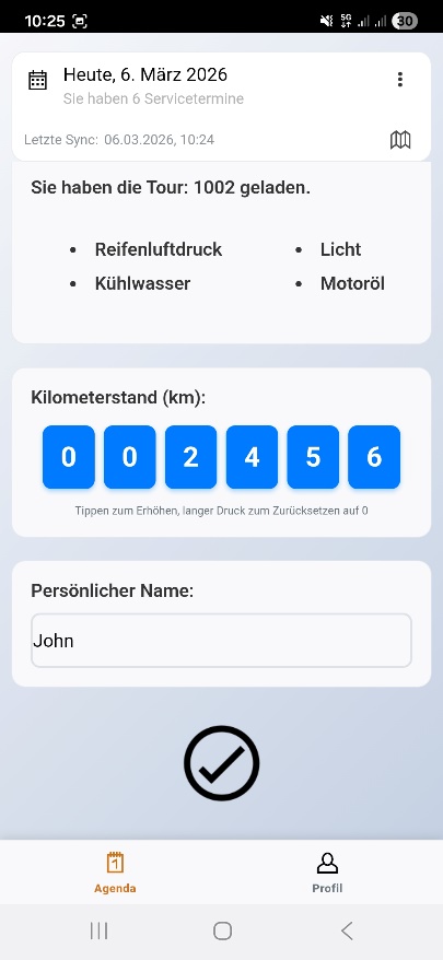 Tagesstart Screen